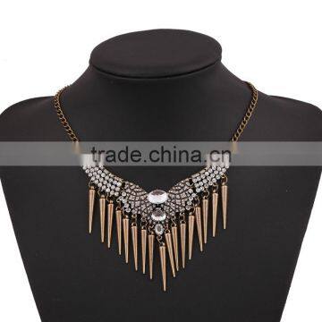 Western Trendy Tassel Luxury Mandarin Orange Rhinestone Crystal Vintage Statement Necklace Jewelry photo-4