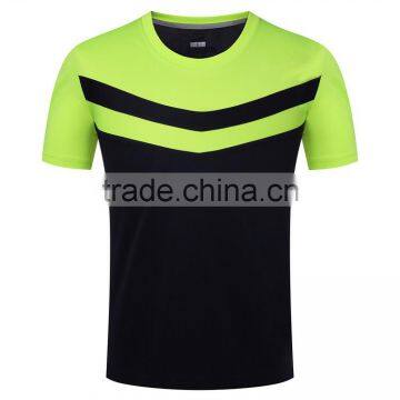 Mens Quick Dry Short Sleeve Stripe Sport Shirt Gym Running Polyester Jersey Tees