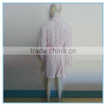 Flannel Bath Robes Soft Coral Fleece Terry Dot Printing Bathrobes, Fluffy Bathrobe, Lady's Gown Dresses Polyester Pajamas photo-6