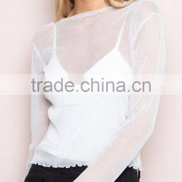 Runwaylover 111 2017 Ladies Sexy Long Sleeve Transparent Blouse photo-4