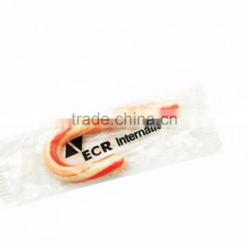 USA Made Small Candy Cane - individually wrapped, measures 3" long and comes with your logo