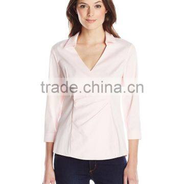 Women's 3/4 Sleeve Wrap Blouse Detachable Fit Solution photo-3