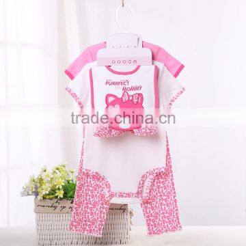 Pink color new printing summer clothes baby newborn set