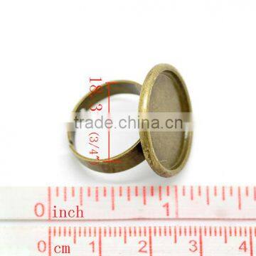 10PCs Antique Bronze Adjustable Rings Blank Settings 18.3mm US 8 Ring Setting photo-2
