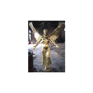 Light Green Bronze Angel Figurine With Two Big Wings photo-3