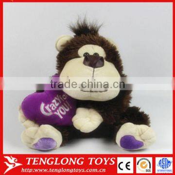 Creative design valentine monkey plush toy holding a heart