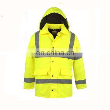 Oxford Hi-vis Yellow Waterproof rain safety jackets for worker