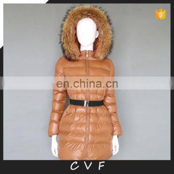 Detachable raccoon fur hood 100% polyster down cotton coat jackets wholesale