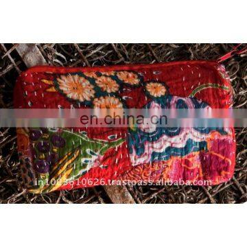 tropical floral kantha purses