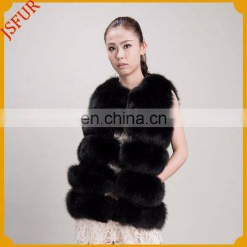 2017 Winter silver fox black ladies gilet short fur coat