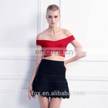 Sexy dressy tunic bandage blouse crop tops with open back and front