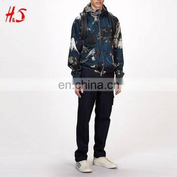 High quality waterproof Splash printed windbreaker jacket with hooides mens autumn