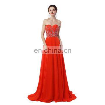 Charming New Latest Popular Sweet Heart Sequins Sleeveless Beaded Floor Length Zipper Backless Women Prom Dress