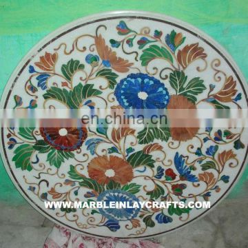 White Stone Inlay Table Tops