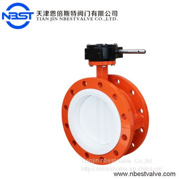 D341F-10C DN50 Double Flanged Gear Op Butterfly Valve With Replaceable Ptfe Seat 4''