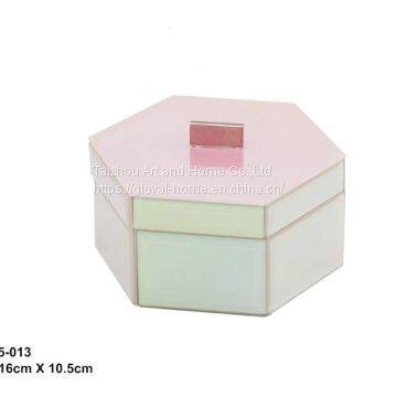 Colorful gradient glass hexagonal glass jewelry box