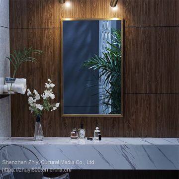 Nordic Brass Rectangular Bathroom Wall-mounted Mirror/dressing Table Mirror, Full-length Mirror Gold Customization photo-3