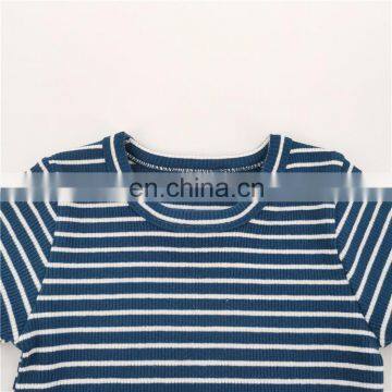 Striped Organic Cotton Rib Short Sleeve Baby Pajama Set photo-2