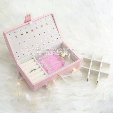 2021 Custom Logo Small PU Leather Jewelry Box Organizer Velvet Travel Earring Ring Necklace Storage Case For Girls photo-3