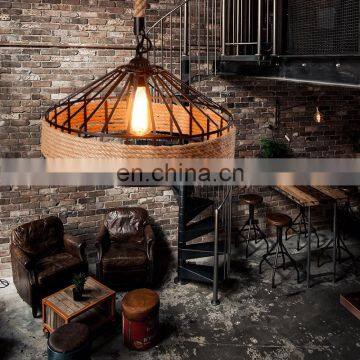 Popular Industrial Fancy Hemp Rope Lamp Edison Pendant Light photo-2