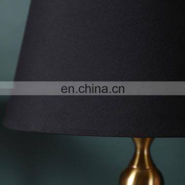 Nordic Creative Metal Base Design High-end Black Cotton Lampshade 10 Inch Bedroom Bedside Warm Table Lamp photo-5