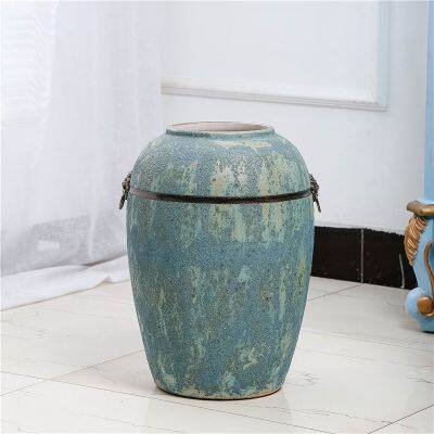 Copper Ring Special-Shaped Abstract Mediterranean Style Green Ceramic Vase For Coffee Shop photo-2