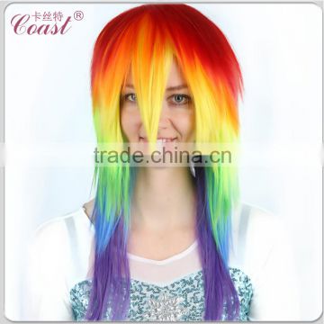 crazy straight synthetic cosplay wigs multi color