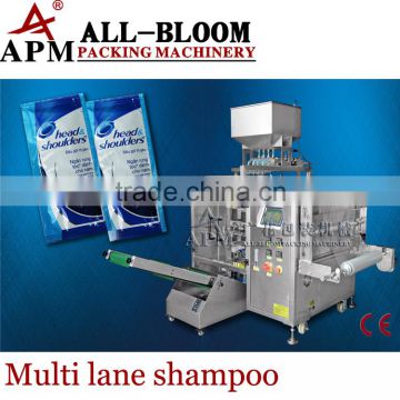 Multi lane shampoo filling and packing machine