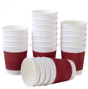 three layer paper cup disposable coffee hot drinks cups pe coated insulated corrugated paper cups with lid