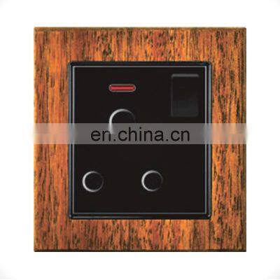 Type 86 South Africa 3 pin Wall Socket With Switch 16A Thick Solid Wood Panel Socket And Switches Electrical With LED Light