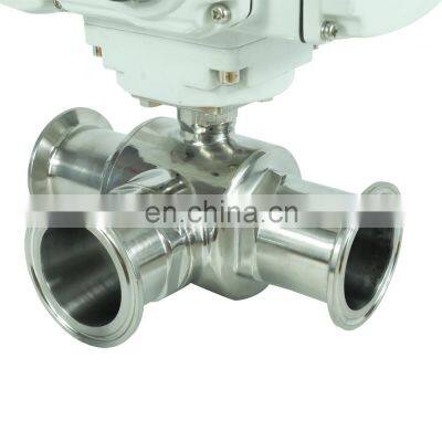 DKV Sanitary Grade 2 Inch 12v 24v 110v Electric Control Tri Clamp 3 Way Electric Ball Valve for Water photo-3