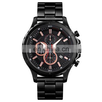 Luxury Skmei 1551 Men Quartz Wristwatch Stainless Steel Band Chronograph Watch Japan Movement