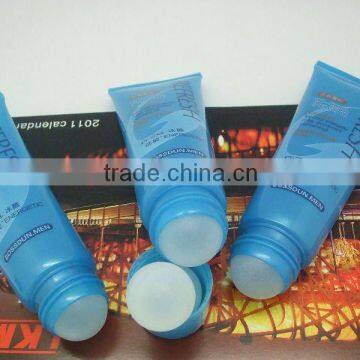 60-100ml roll on ball tube one ball clear soft plastic tubes