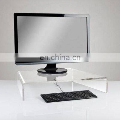 Custom Modern Computer Riser Clear Acrylic TV Riser