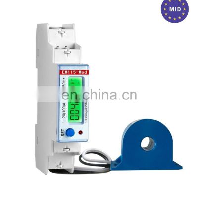 MID approved EM115-Mod 120/230V 100A Single Phase Digital Energy Meter, RS485 Modbus RTU