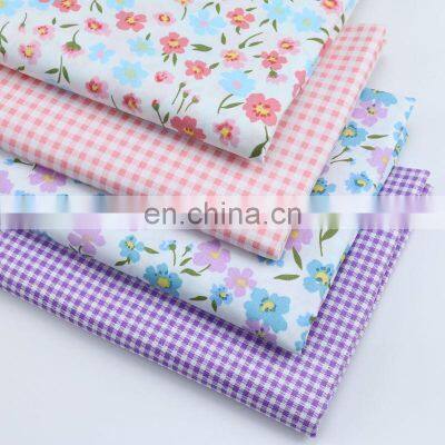 Pink and purple small broken cloth check cloth AB version fabric home textile quilt cover sheet cotton printing fabric wholesale