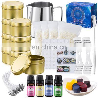 simple easy DIY Aromatherapy Fragrance scented soy wax beeswax supplies in Tinplate tins diy candle making kit set