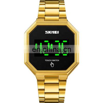 New arrival top quality wristwatch brand Skmei 1696 stainless steel 30m waterproof men digital led touch screen watch