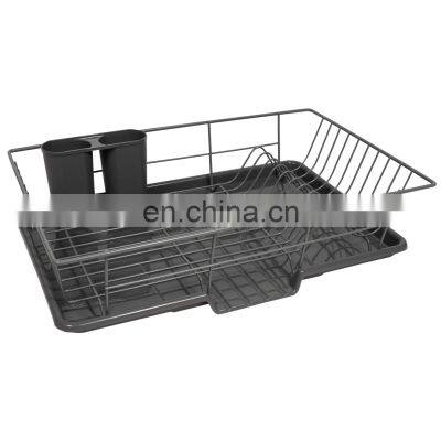 Compact Metal Dish Drainer Rack With Drainboard and Utensil Holder Set, 12