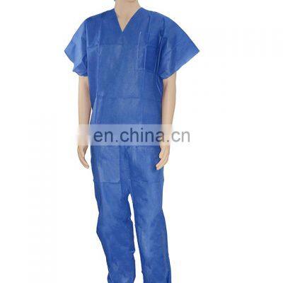 Non woven pp blue short sleeve disposable hospital patient gown