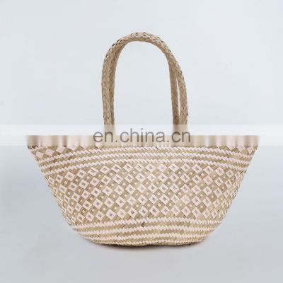 Seagrass Handbag Tribal Pink & Natural Straw Woven Handbag Shopping bag Wholesale in Bulk Manufacturer