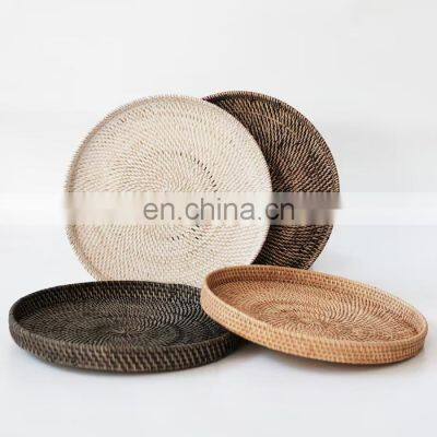 Wicker Rattan Serving Tray Decor Table woven Coffee tray, Wicker Fruit tray Wholesale Handwoven