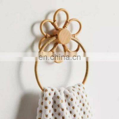 Hot Sale Hanging Flower Rattan Towel Rack/ Towel Hanger Bathroom Woven Natural vietnam cheap wholesale