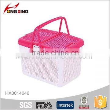 Hot Sale Kitchenware Rectanger Handle Pinic Plastic Storage Basket photo-3