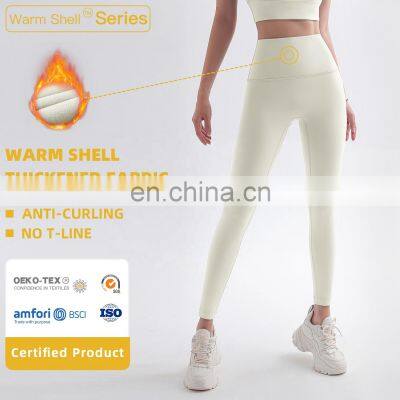 Custom Winter Fleece Warm Yoga Leggings Women High Waist Gym Fitness Pants