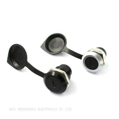 Type-C Female To Female Zinc Alloy Data Signal Extended Transmission Round Type-c Panel Mount Socket With Dust Cap photo-3