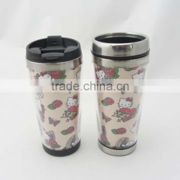 OEM Stainless steel inside plastic outside cartoon mugs