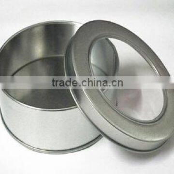 original silver color round tin box with pvc window                        
                                                Quality Choice