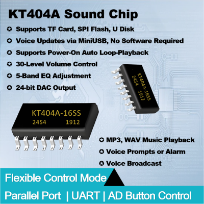 KT404A Programmable Sound Chip UART Control Voice Chip U Disk Flash TF Card Playback Charging Audio Board Music Playback Voice Prompt Alarm Broadcast