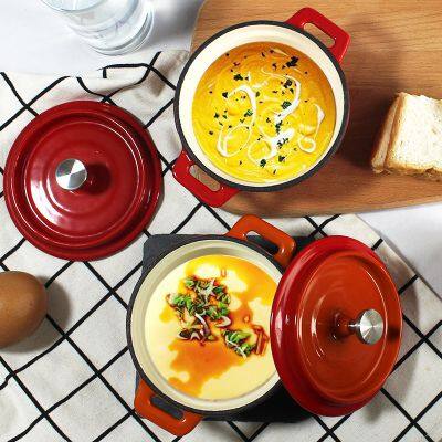 1qt Mini 10cm Enamel Cast Iron French Oven Dutch Oven Casserole Pot Cocotte 1L photo-5